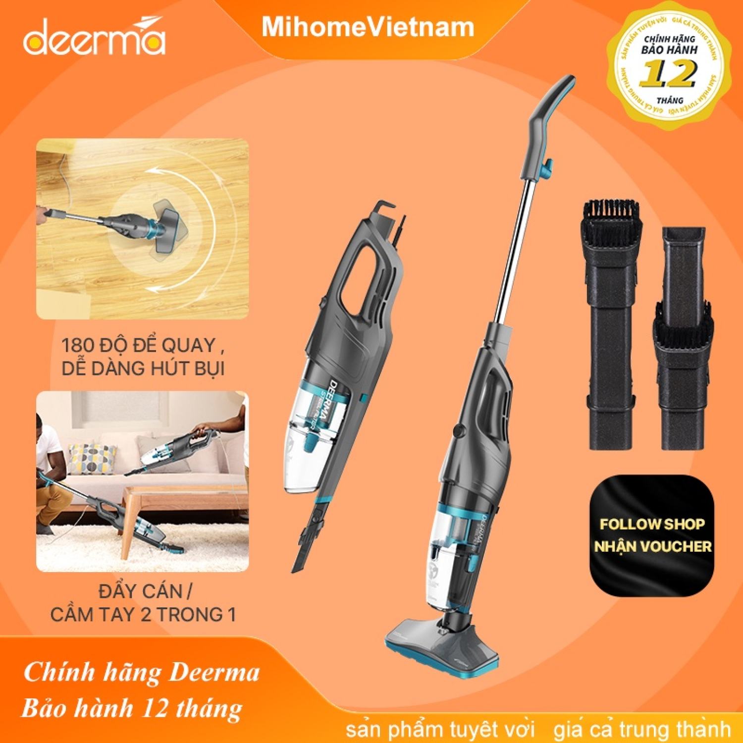 Máy hút bụi Deerma DX900 lõi lọc thép cao cấp