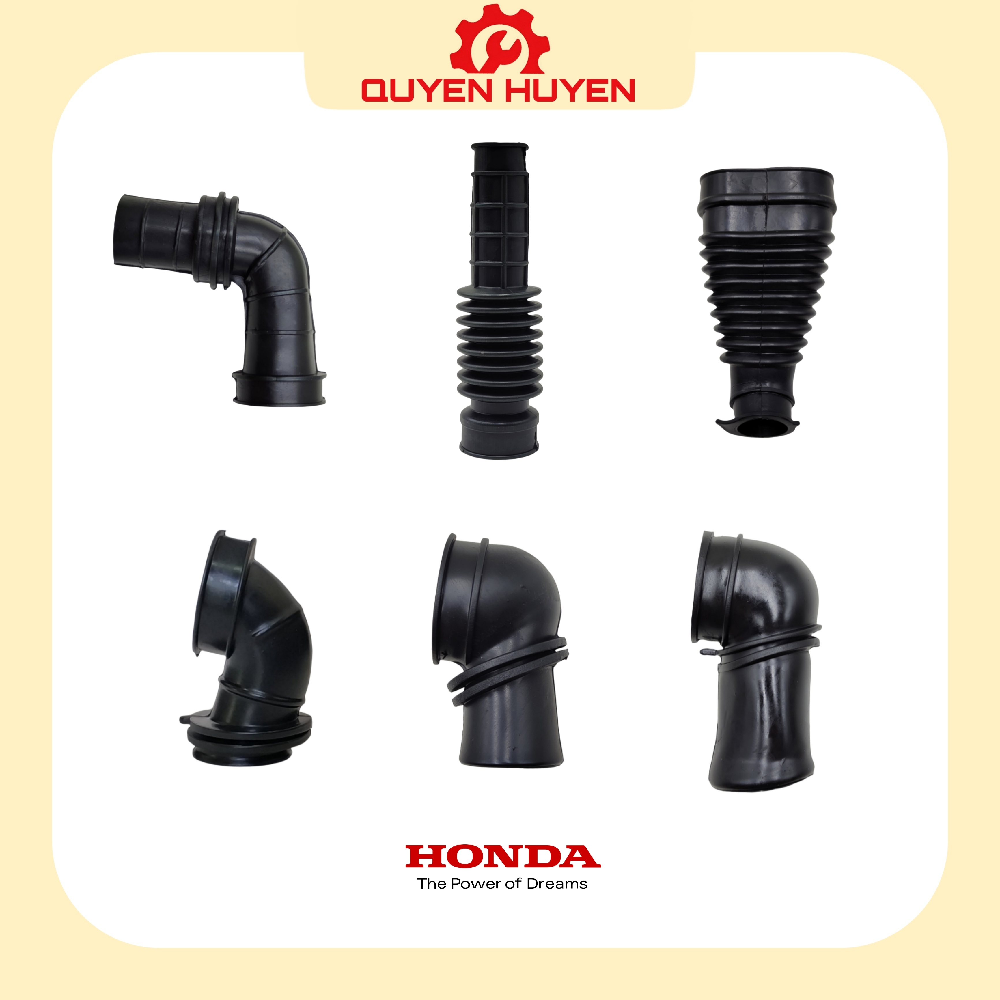 Cổ hút gió cao su - Ống nối lọc khí - Co gió pô e dành cho xe máy - Dream, Wave Rs, Future neo, Cub 81/82/DD, Lead, AB, Airblade