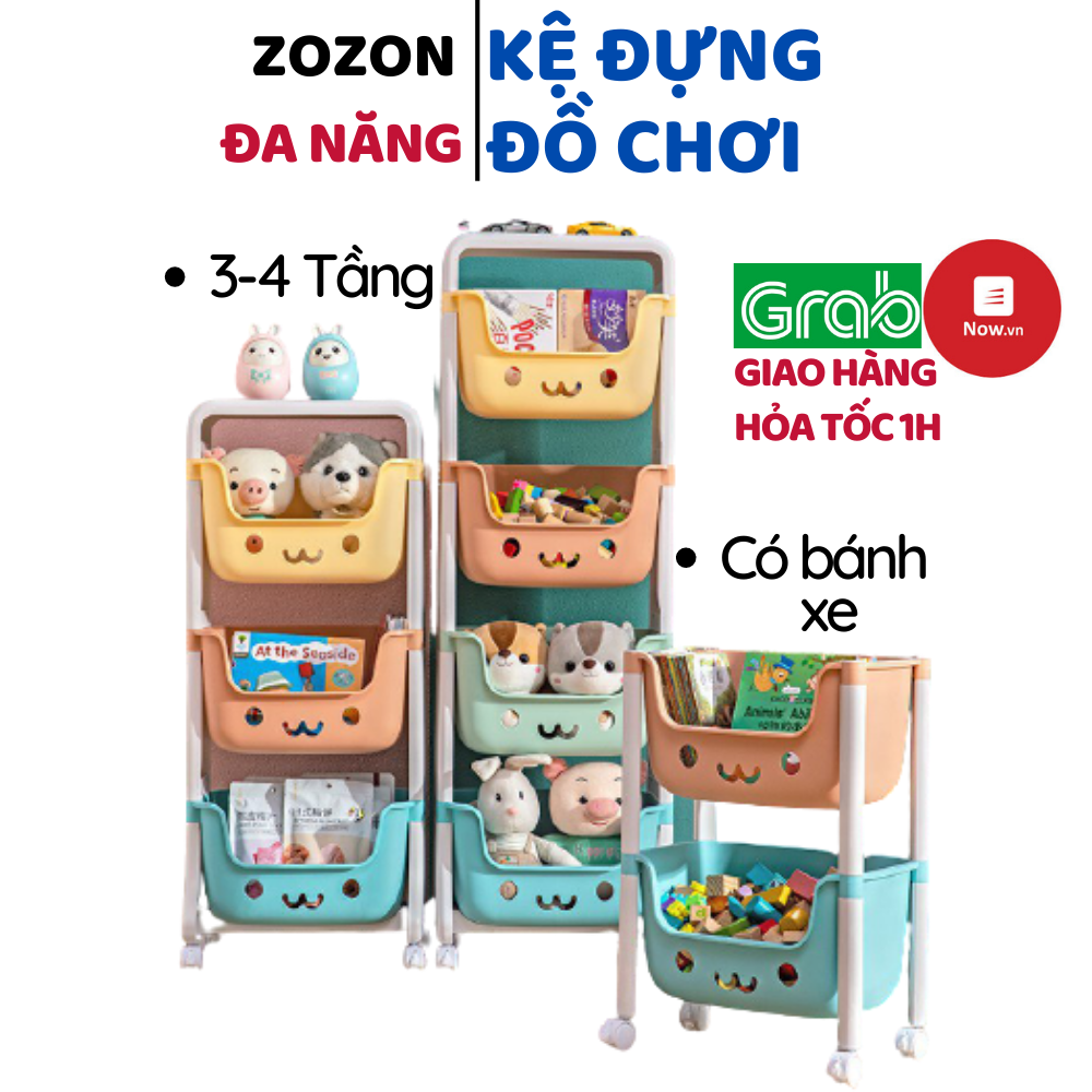 Kệ đựng đồ chơi cho bé rèn tính gọn gàng đồ bỉm sữa đựng sách giày dép giỏ đựng đồ chơi giỏ đa năng giỏ nhựa kệ tầng kệ đựng đồ đa năng đồ dùng trẻ em 3 - 4 tầng đa năng có bánh xe nhựa PE an toàn Zozon