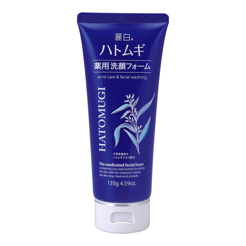 SỮA RỬA MẶT NGỪA MỤN VÀ DƯỠNG ẨM CHO DA HATOMUGI NHẬT BẢN (TUÝP 130GR  VÀ 170GR) - HÀNG NỘI ĐỊA NHẬT, MÀU XANH