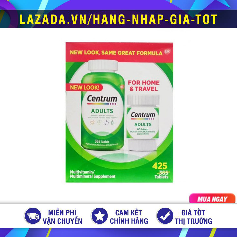(Date 6.2023) VIÊN UỐNG BỔ SUNG CENTRUM ADULT MULTIVITAMIN MỸ 365+60 VIÊN