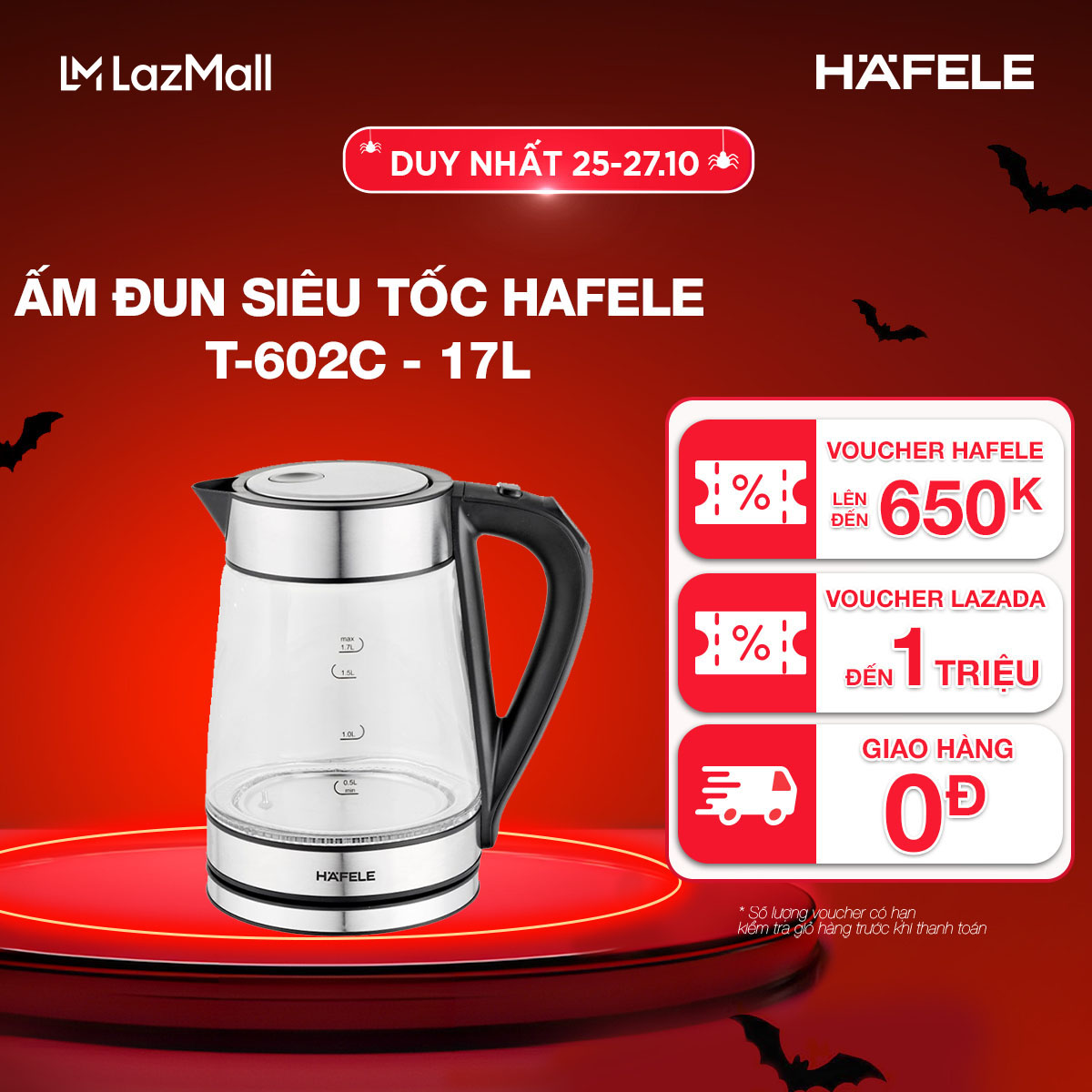 Ấm Đun Siêu Tốc HAFELE T-602C - 535.43.732 - 1,7L