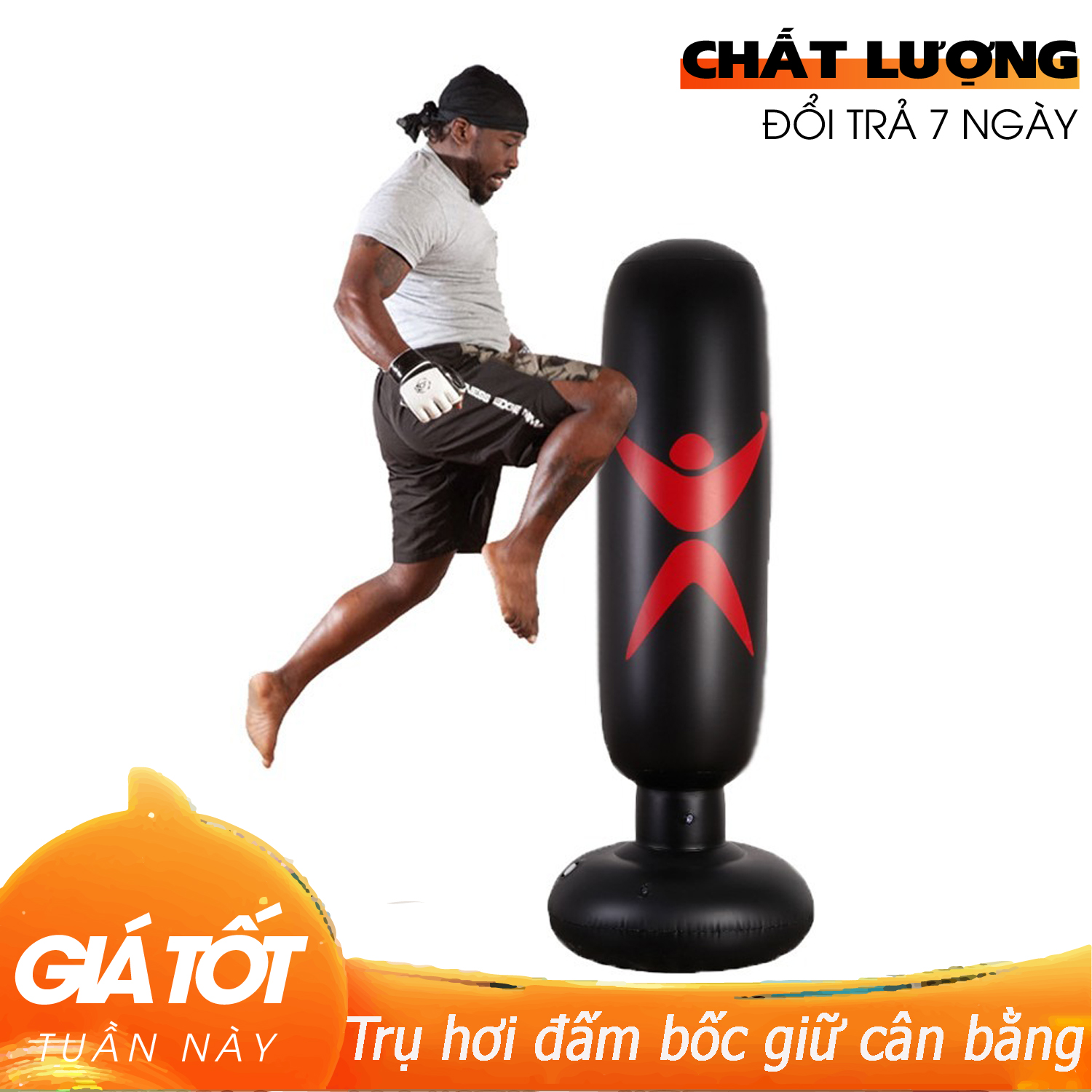 [TẶNG KÈM BƠM HƠI] Trụ Hơi Đấm Bốc, Bao Đấm BOXING Tự Cân Bằng 1M6 Chất Liệu PVC PRO X1 3.0 Thế Hệ Mới 2019 + Tặng Kèm Bơm Hơi