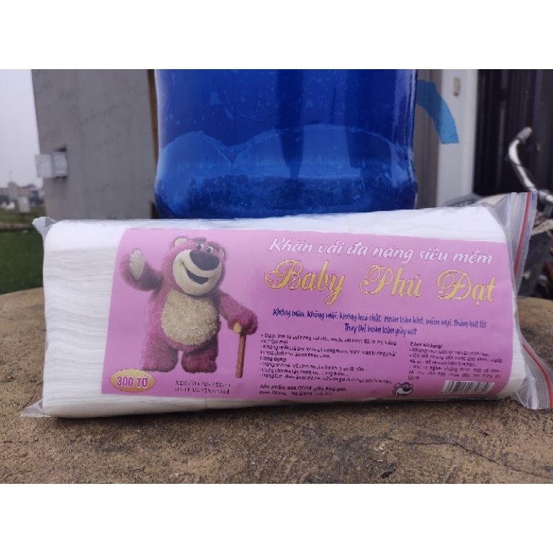 Khăn vải khô đa năng 300 tờ siêu mềm baby Phú Đạt