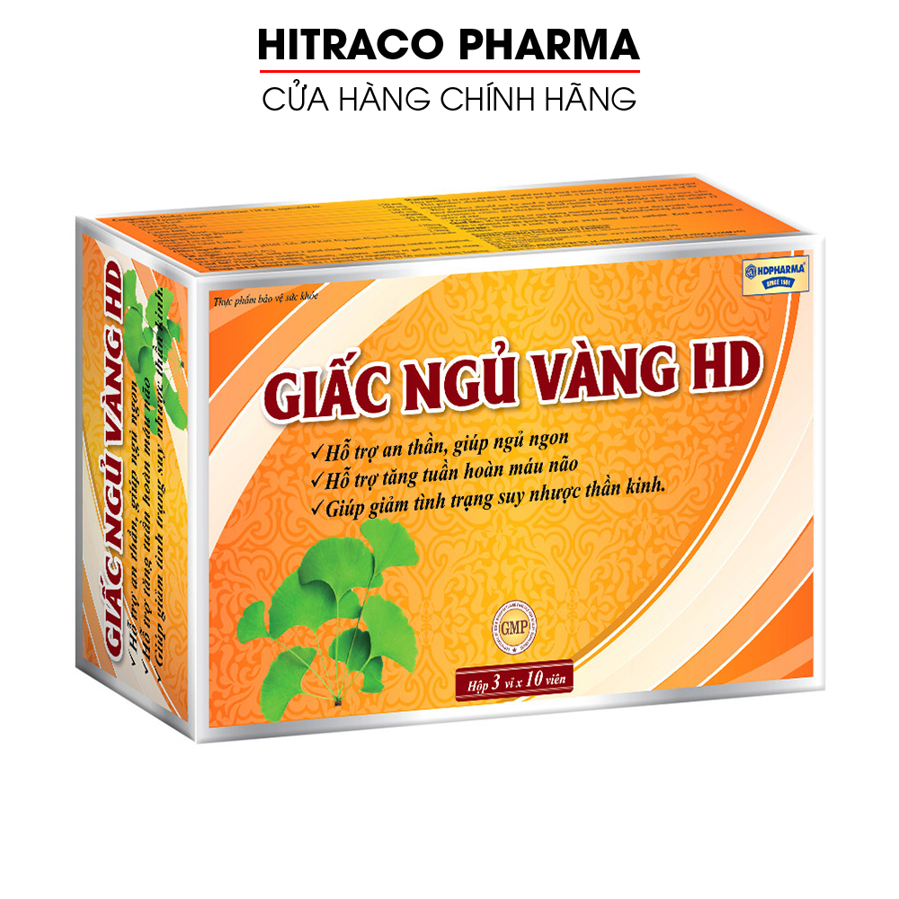 Viên uống ngủ ngon Giấc Ngủ Vàng dưỡng tâm an thần giảm stress mất ngủ - Hộp 30 viên thành phần thảo dược thiên nhiên