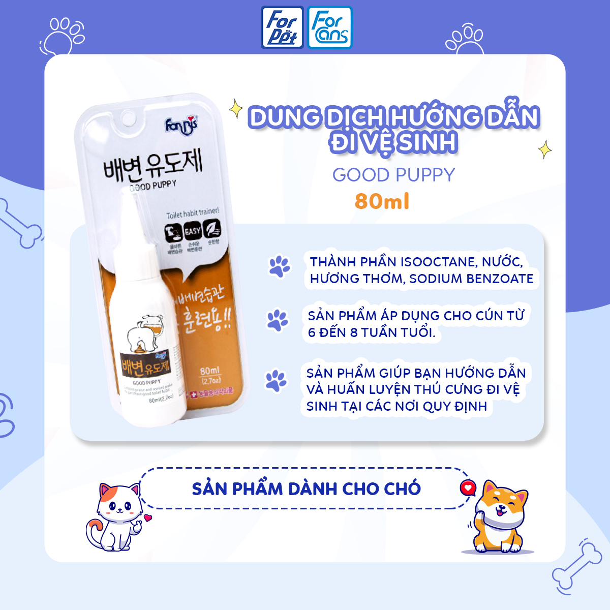 Dung dịch hướng dẫn đi vệ sinh dành cho chó mèo Forcans 80ml
