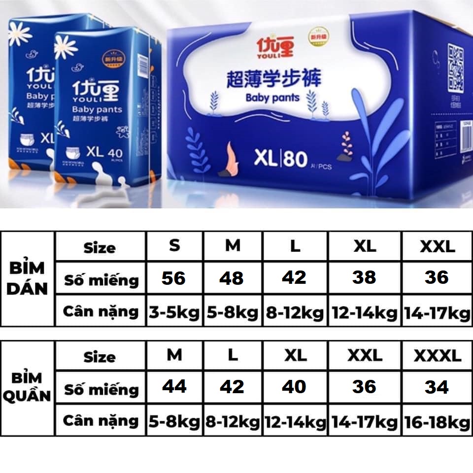 Bỉm Youli xanh nội địa trung đủ size