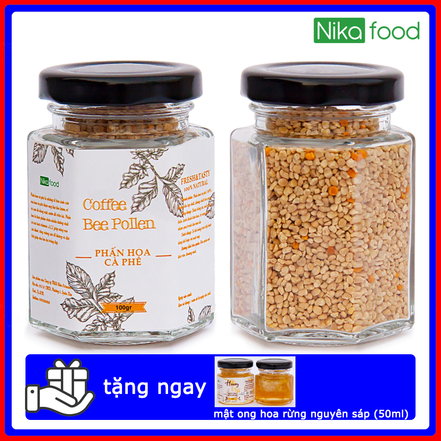 Nikafood Phấn hoa cà phê 100gr tặng Mật ong hoa rừng nguyên sáp