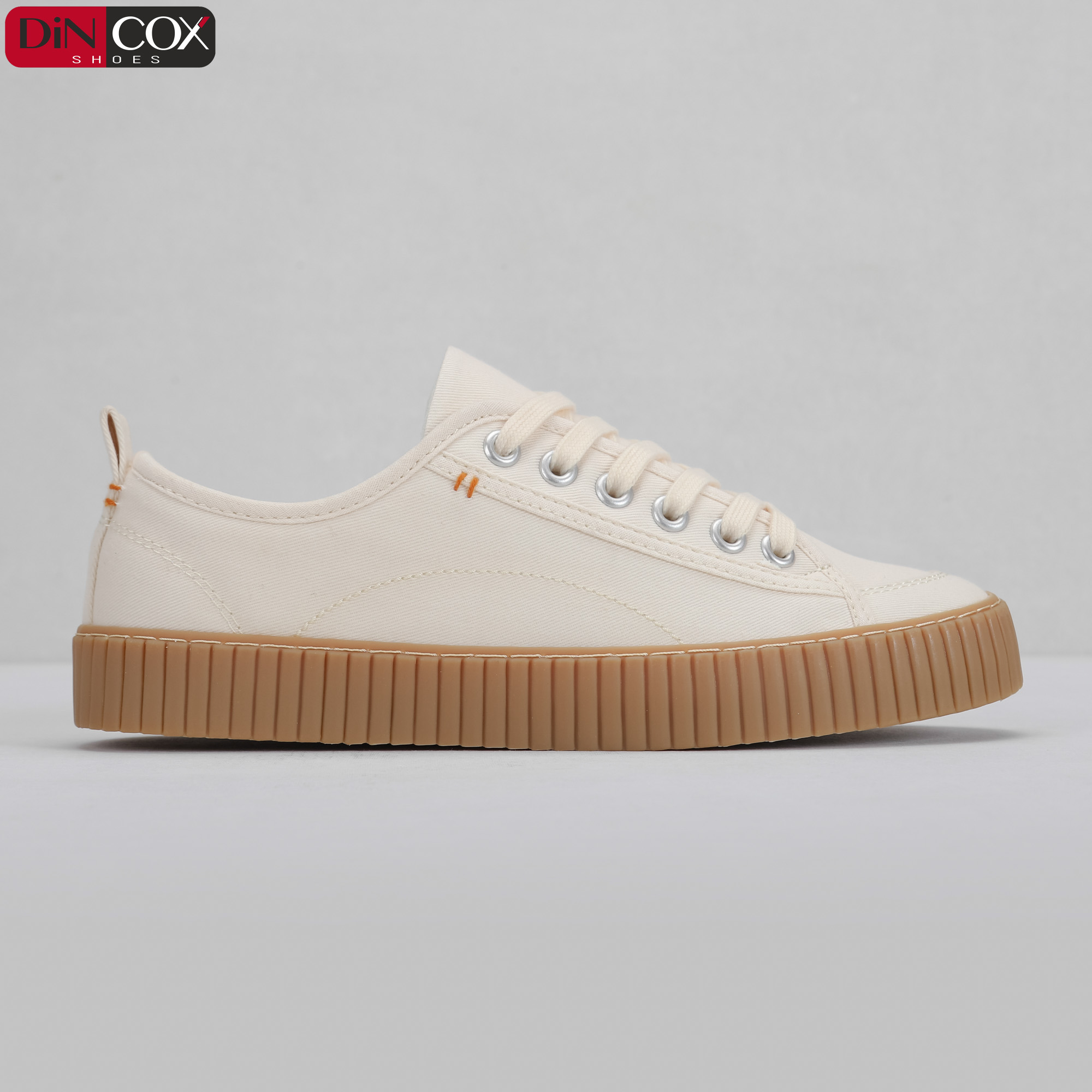 Giày Sneakers thể thao Nam Nữ chính hãng DINCOX  D27 Off White, Chất vải CANVAS, đơn giản thanh lịch.