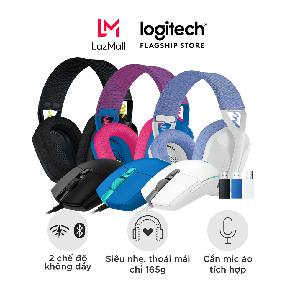 Combo tai nghe logitech g435 và chuột logitech g203