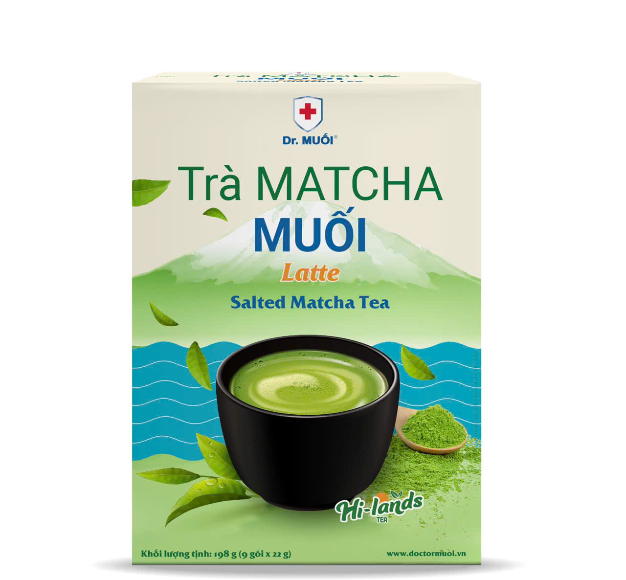 Trà Matcha Muối Latte Bột Trà Xanh Hộp 198g Mr.Muối Hương Vị Việt Truyền Thống Đậm Vị Hộp 9 Gói