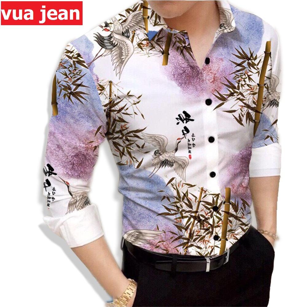 Sơ Mi Nam Trắng Họa Tiết Trúc Áo Somi Nam AÓ SOMI NAM Của Vua Jean