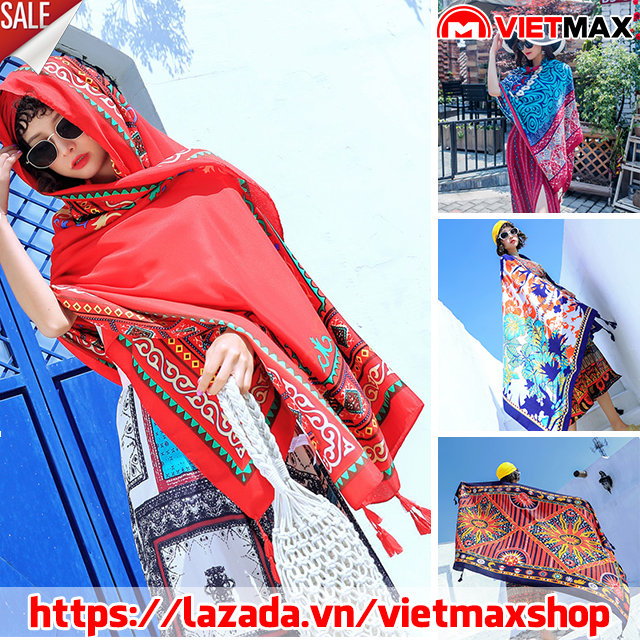 Khăn choàng thổ cẩm đi biển - khăn choàng cổ họa tiết đẹp giữ ấm size 100x180 cm