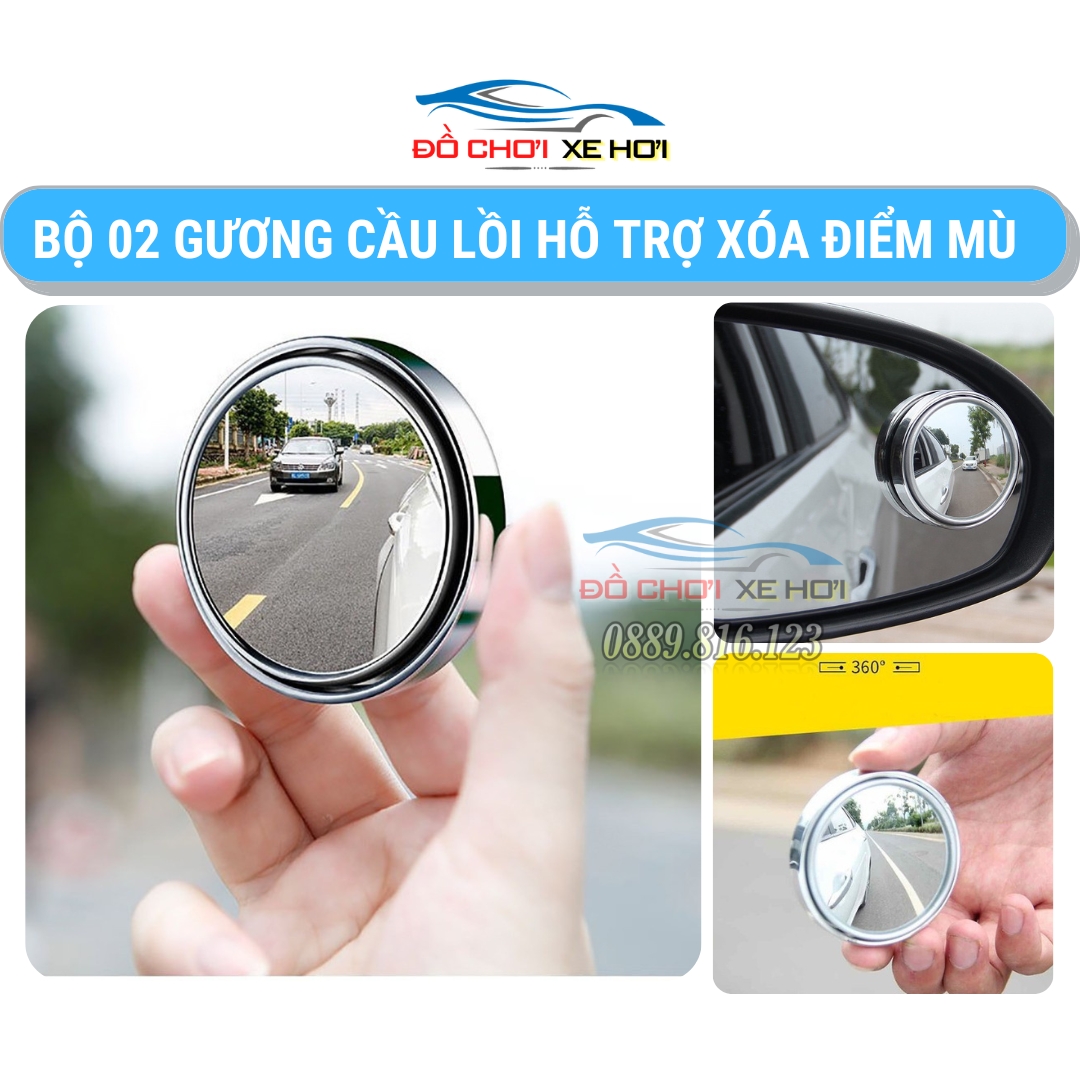 Bộ 02 Gương Cầu Lồi Hỗ Trợ Xóa Điểm Mù Ôtô Xe Hơi