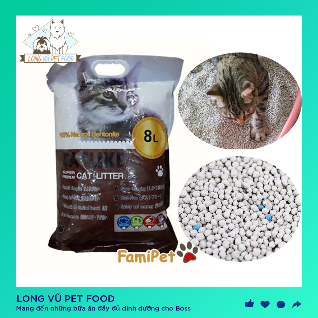 Cát vệ sinh cho mèo siêu hút siêu thấm CATLIKE 8L - Cát mèo, cat ve sinh meo - Long Vũ Pet Food