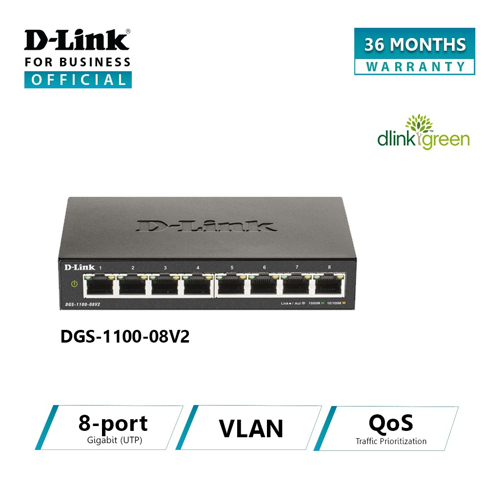 D-link dgs-1100-08v2 bộ chia cổng mạng 8 cổng 8 x 10/100/1000 mbps