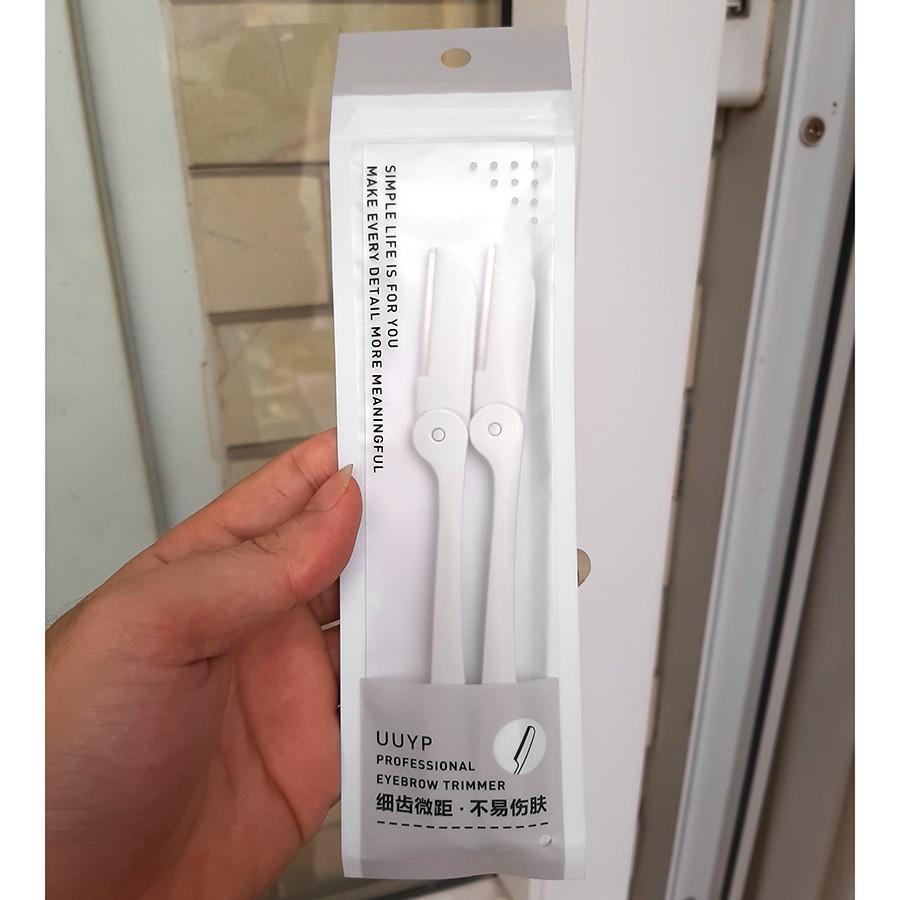 2 dao cạo tỉa lông mày sắc không gỉ - Trắng