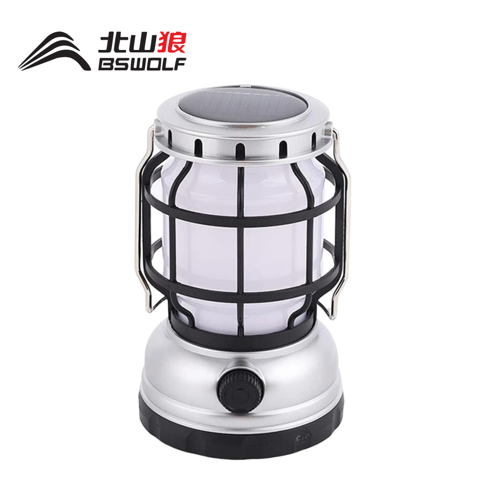 Đèn măng xông BSWOLF-DJ022 chính hãng, đèn cắm trại dã ngoại sạc type C, tích điện năng lượng mặt trời pin 1200mAh 2 chế độ sáng, liên tục 5h