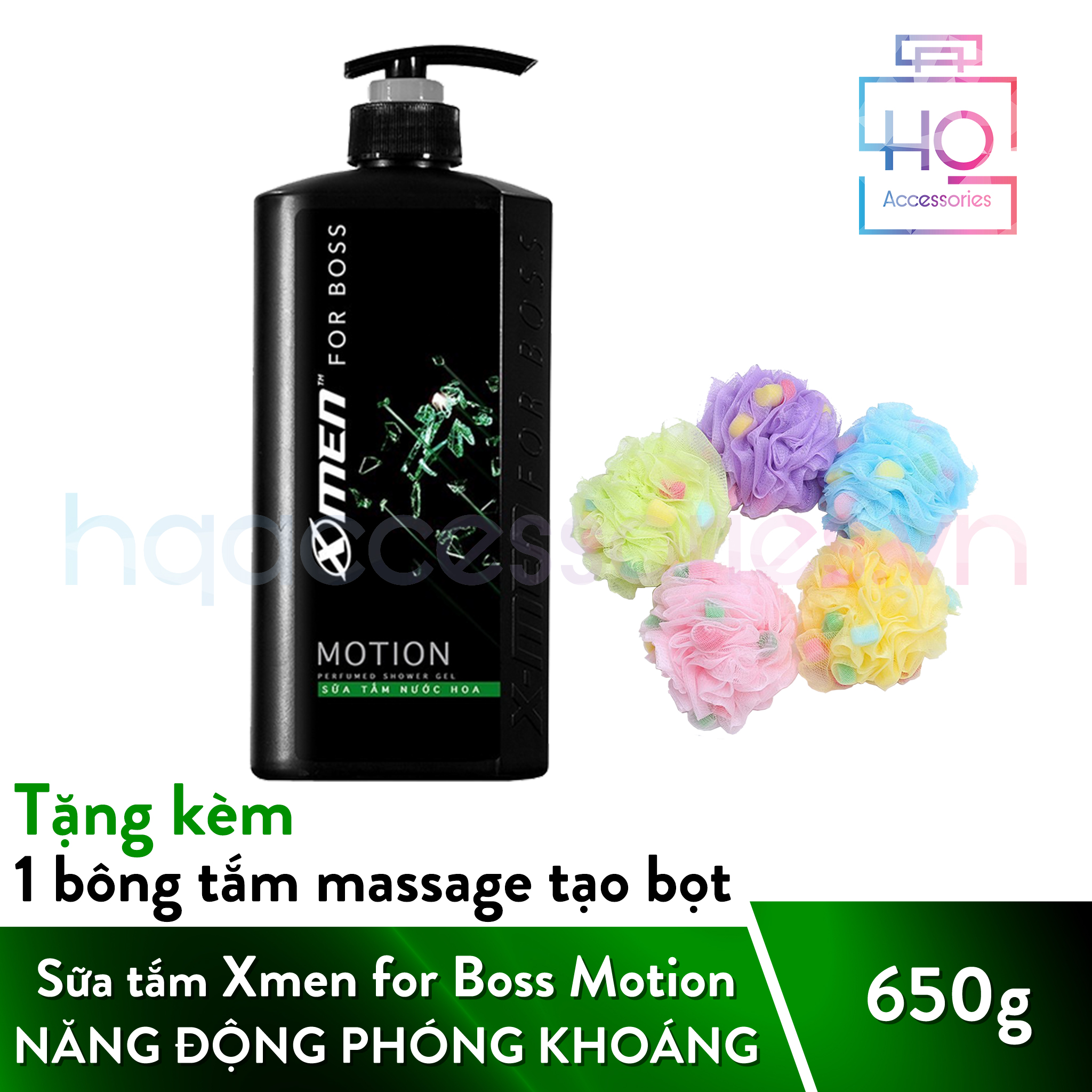 Sữa tắm Nước hoa X-men for Boss Motion 650g Tặng kèm 1 Bông tắm Massage tạo bọt màu ngẫu nhiên