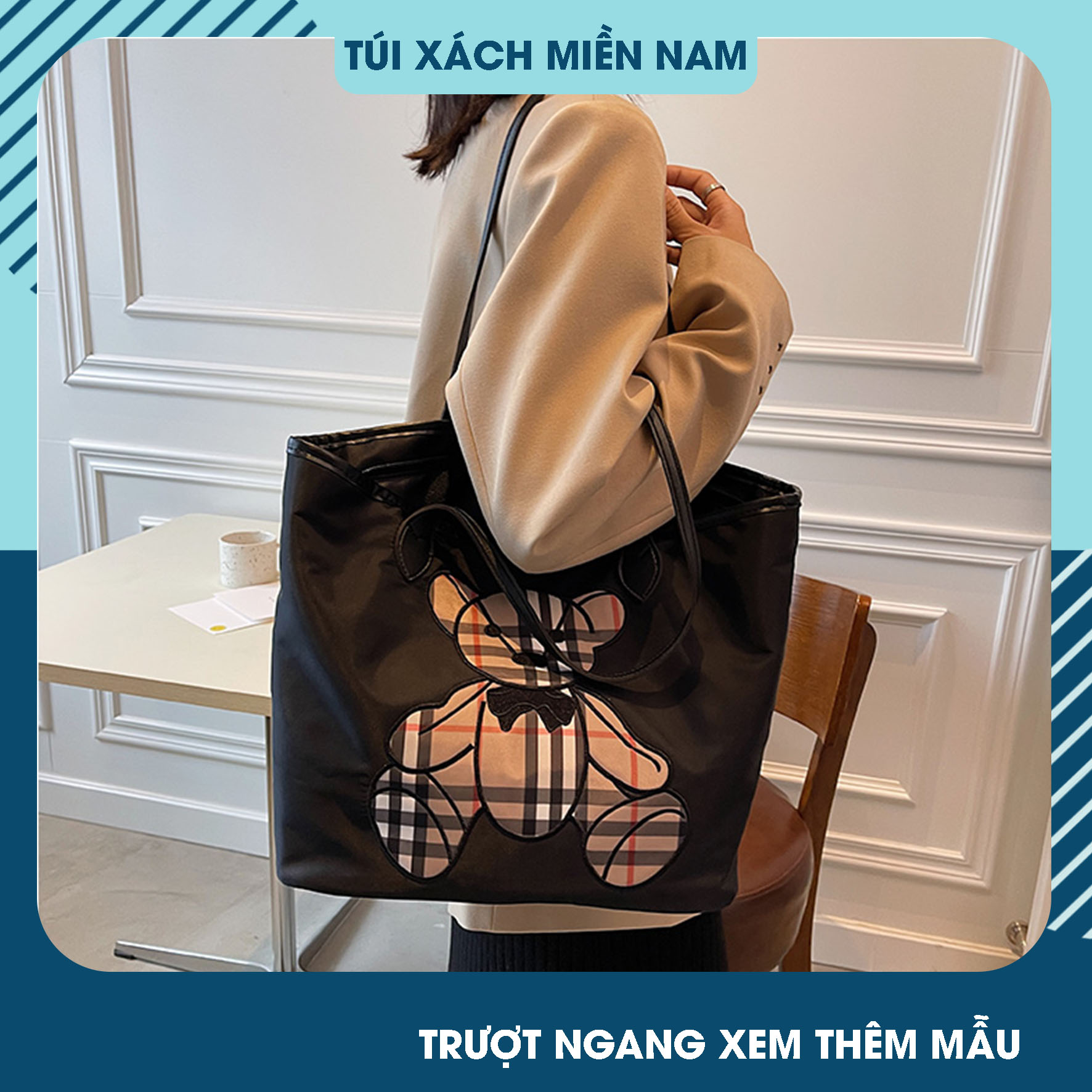 Túi công sở nữ tote da dù mềm vừa A4 đeo vai đẹp thời trang đi học cao cấp giá rẻ HT175