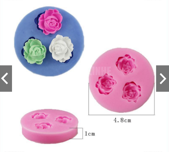 Khuôn Silicon Hình 3 Hoa Hồng nhí 3D Độc Đáo .làm bánh, đổ rau câu