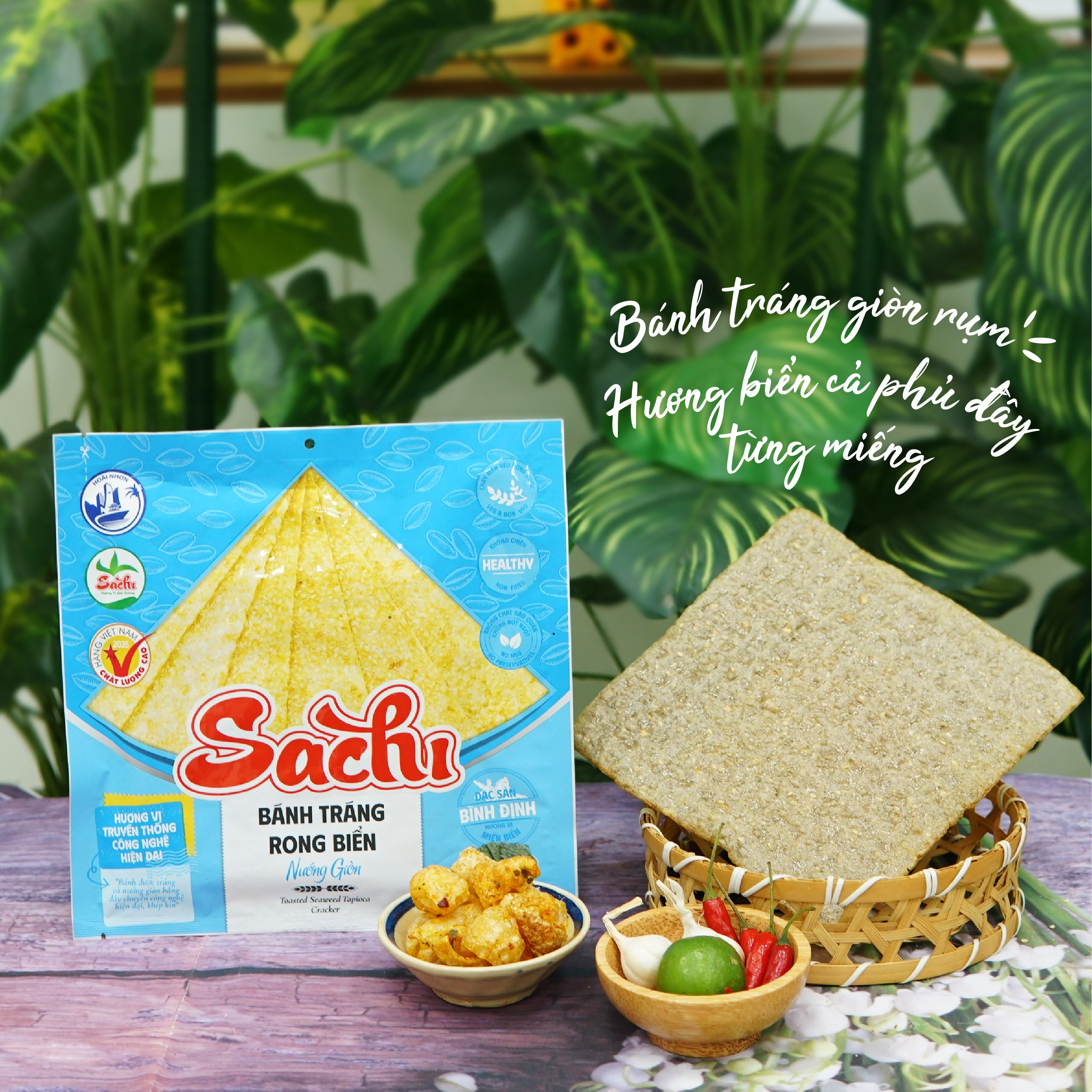 [GÓI LẺ 45G] Bánh Tráng Nướng Giòn Sachi Đặc Sản Bình Định Vị Rong Biển Thơm Béo Giòn Tan Ăn Vặt Kèm Gỏi, Mì Quãng Healthy Dinh Dưỡng