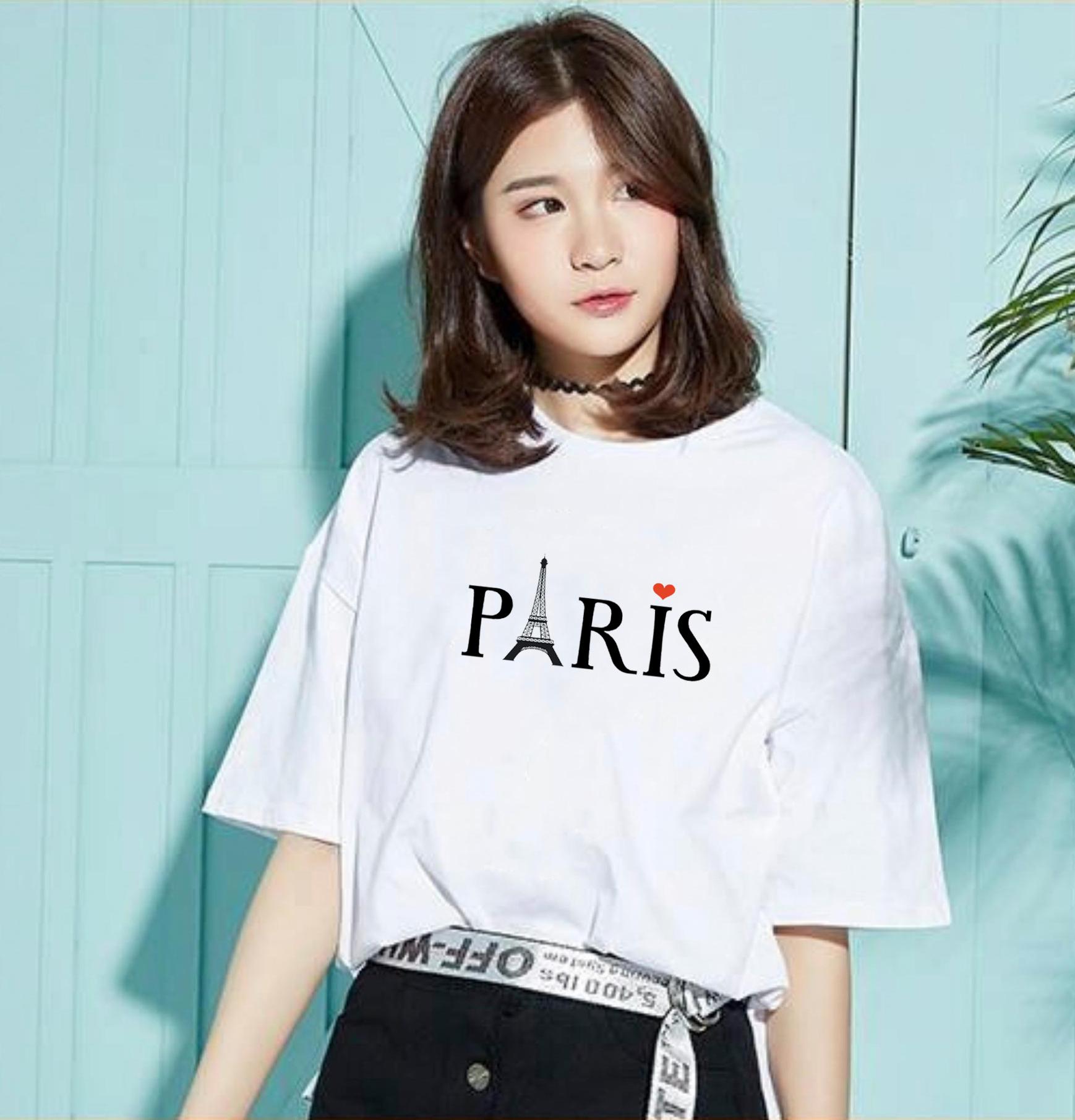 Áo thun tay lỡ unisex in hình Paris thời trang Everest