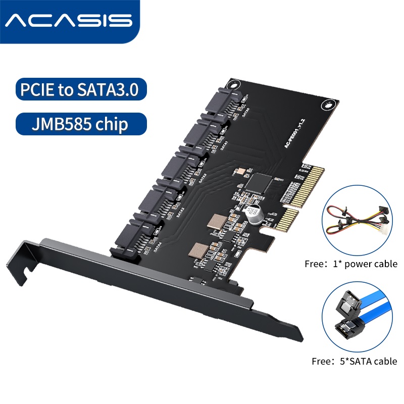 ACASIS PCIe Expansion SATA Card to 5 Ports,6 Gbps SATA 3.0 PCIe Card