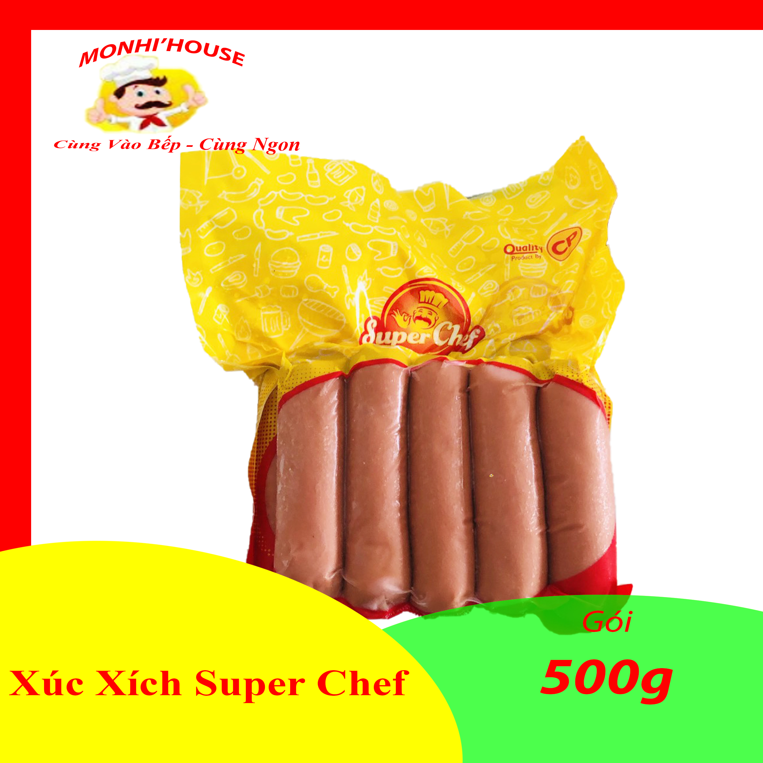 gói 10 cây xúc xích Đức Super Chef giòn ngon CP (500g)