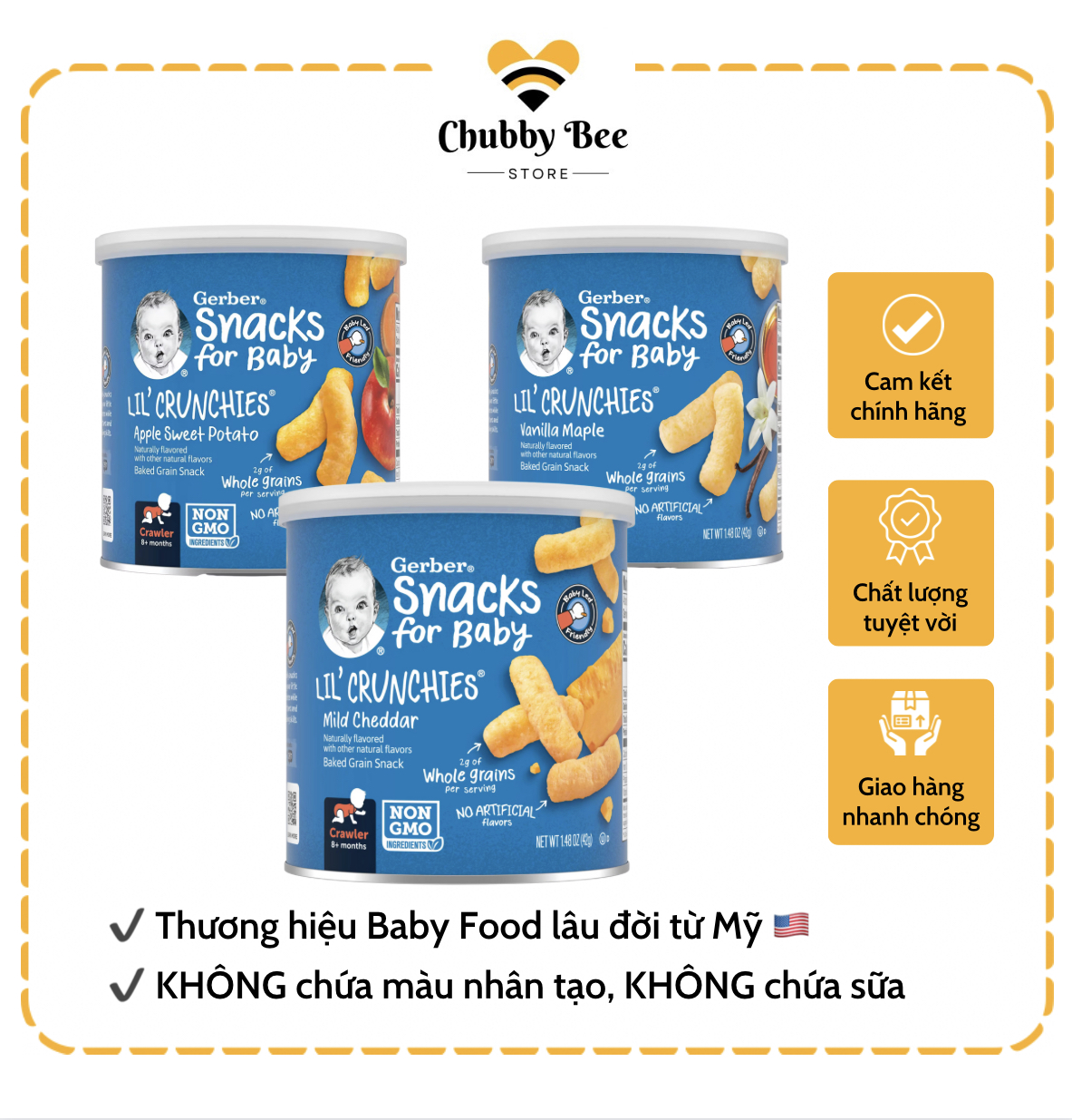 Bánh ăn dặm Gerber từ Mỹ hình que cho bé từ 7 tháng