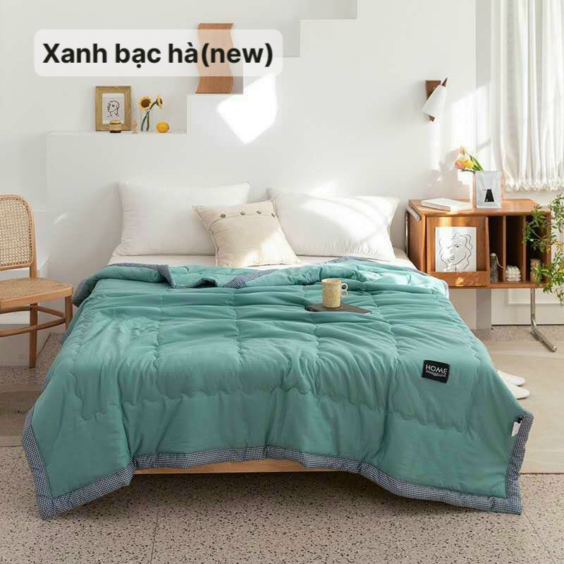 Chăn mền chăn zaza vải đũi loại đẹp xanh bạc hà