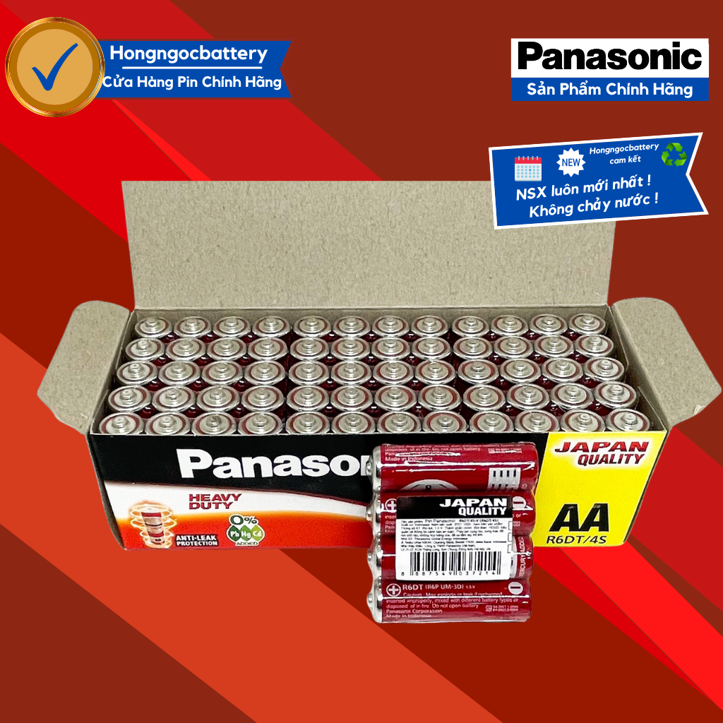 Hộp Pin AA 1,5V Panasonic R6DT/4S Bền Bỉ Không chảy nước - Hàng chính hãng