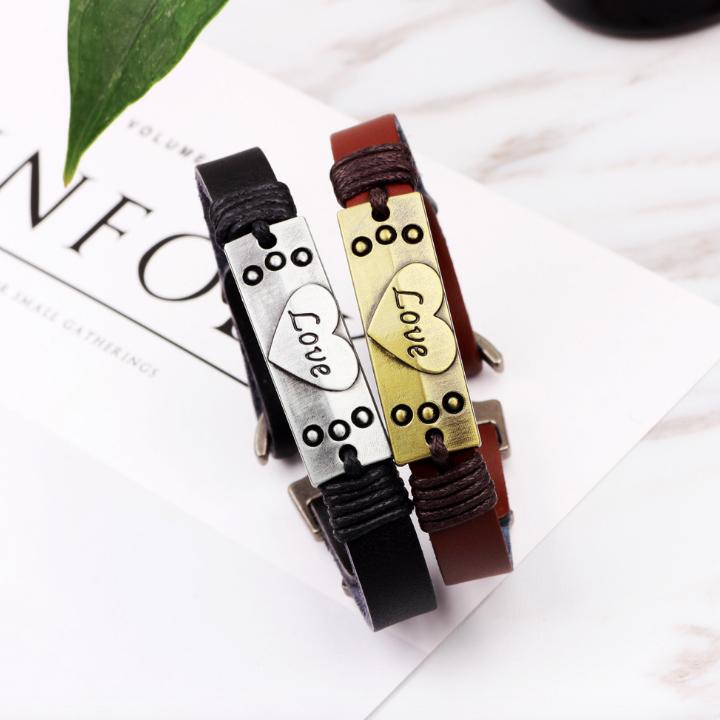 [HCM]Vòng đeo tay nam nữ Vòng đeo tay cặp đôi hợp kim da