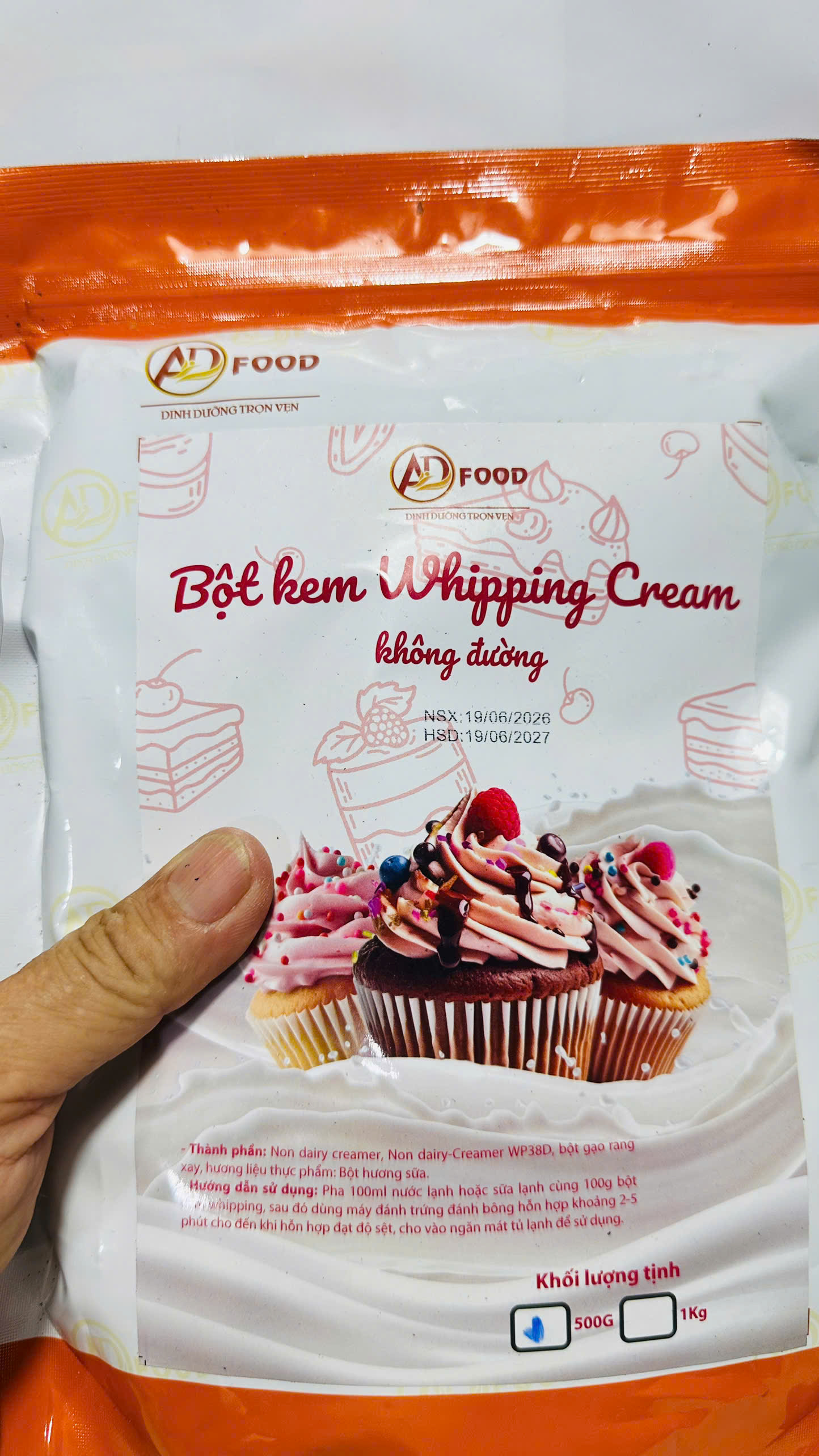 Bột kem whipping Cream  không đường túi 500g