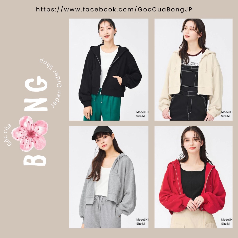Áo khoác nỉ gu nhật dáng ngắn - mã 344347
