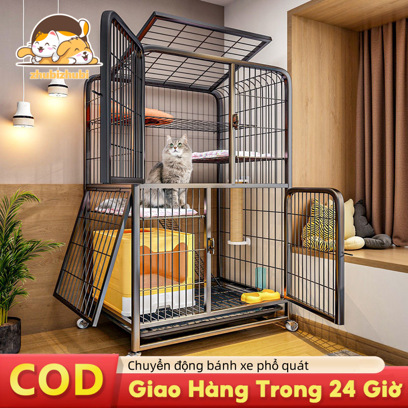  {Dễ Lắp Ráp} Chuồng Mèo Lớn 2 3 4 Lớp Dày Có Bánh Xe Nhà Sóc Chuồng Thỏ  Kèm Khay Nhựa Cầu Thang Dụng Cụ Gắn Nhanh  