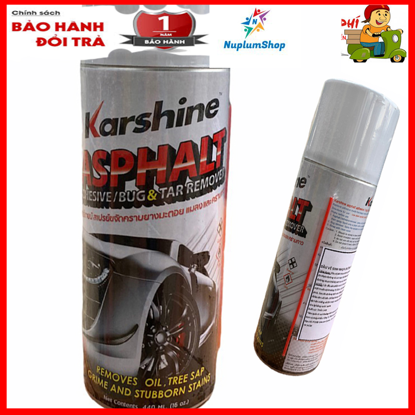 [HCM][DẦU VỆ SINH NHỰA ĐƯỜNG TRÊN SƠN KARSHINE 440ml] Chai xịt vệ sinh nhựa đường giá rẻ Nuplumshop chai xịt tẩy nhựa đường rửa keo trên sơn xe tẩy keo trên gỗ thân xe máy xe ô tô