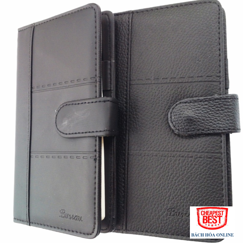 Sổ tay bìa da a6 nhà báo có nút bấm bureau klong -200 trang ms 321