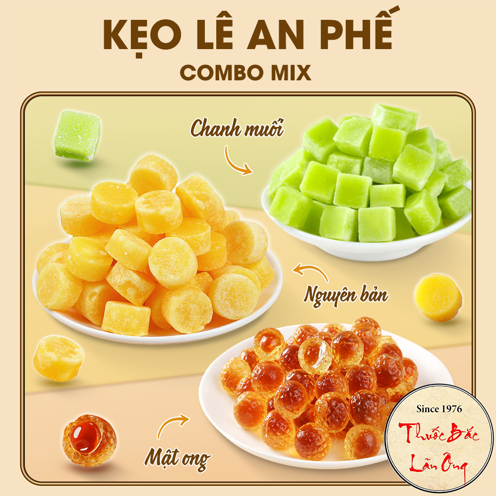  Combo kẹo lê an phế mix vị 100g kẹo ngâm ho chanh muối mật ong thanh nhiệt giảm ho tiêu đờm 