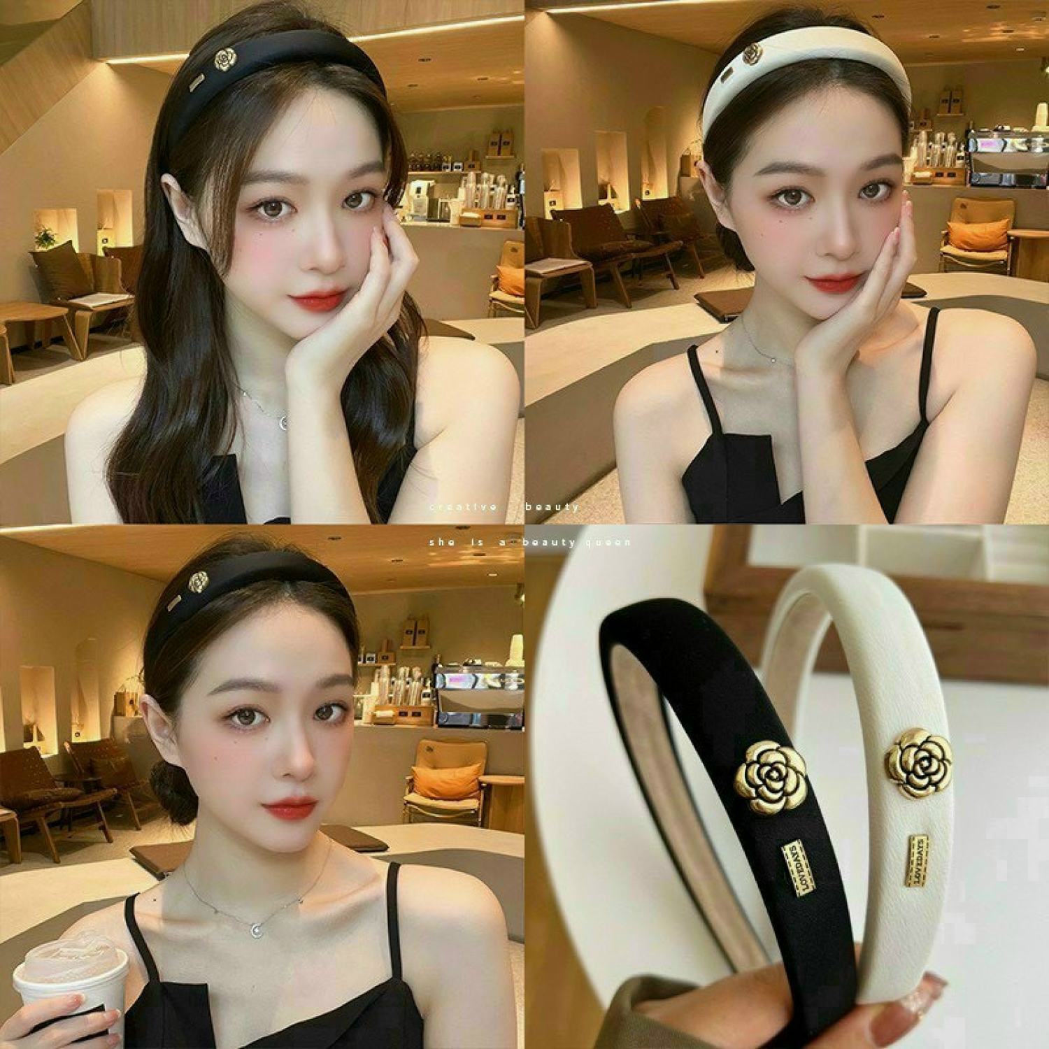 Bờm tóc/băng đô hoa trà siêu xinh cho chị em phụ nữ