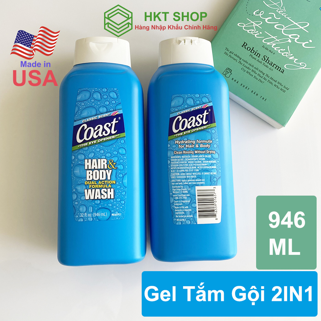 Dầu tắm gội coast 2in1 hair & body wash 946ml - hkt shop