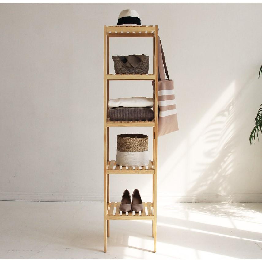 Kệ gỗ decor phòng ngủ Morning House  màu gỗ tự nhiên đem lại sự mộc mạc, tháo lắp tiện lơn- Kệ gỗ kích thước 35x35x150cm