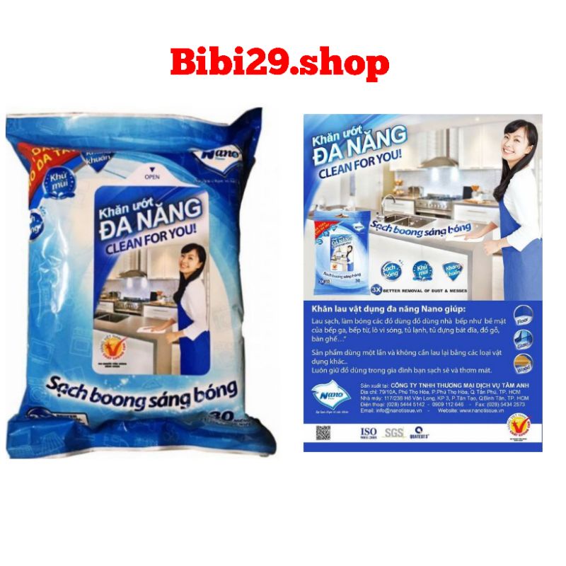 Khăn ướt đa năng Nano- gói 30 miếng