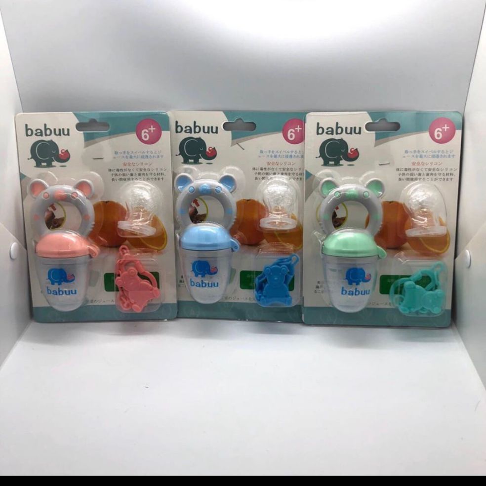 FREESHIP-Bộ túi nhai ăn dặm Babuu baby Nhật bản ( tặng thêm 2 núm phụ và 1 dây đeo)