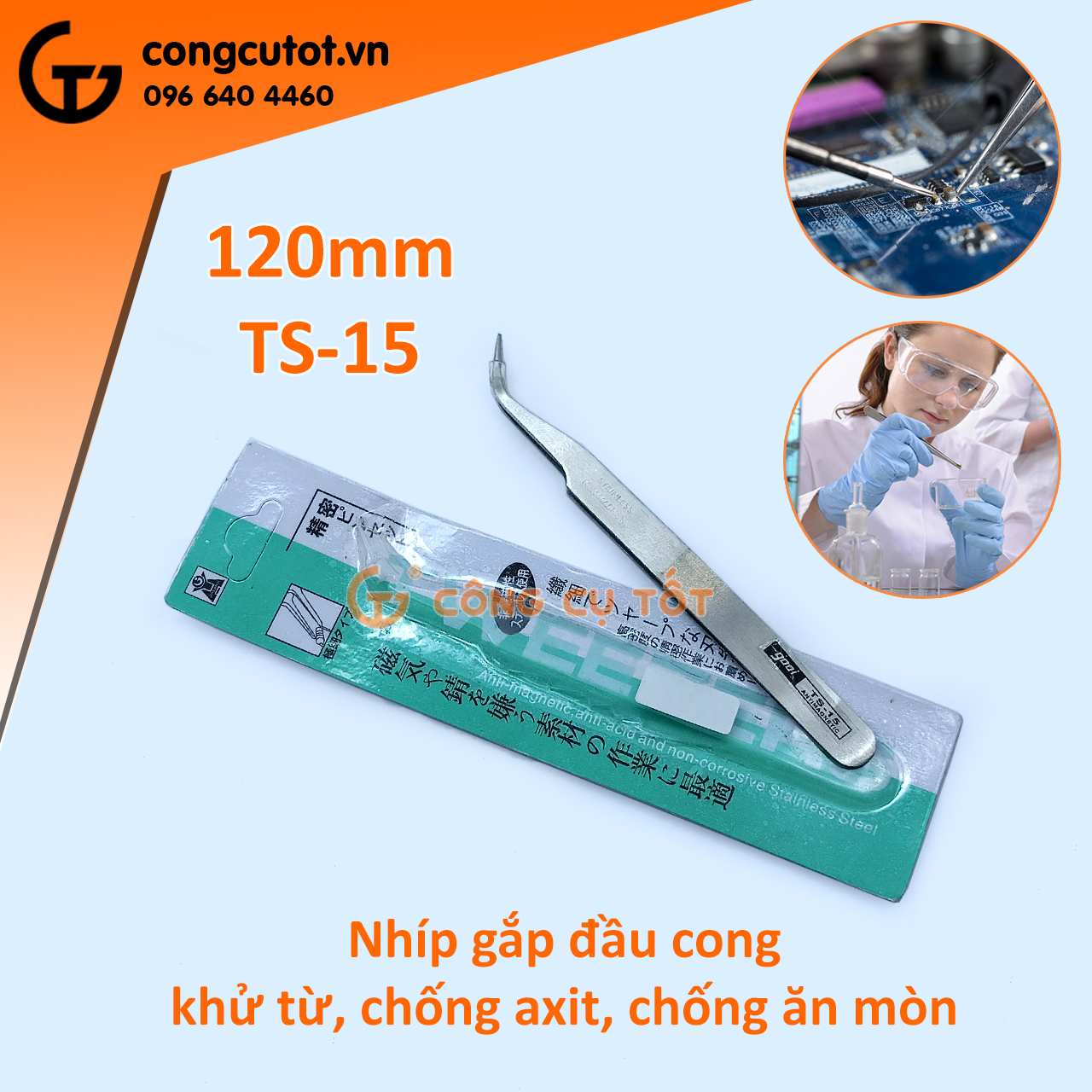 Nhíp gắp linh kiện đầu cong, thẳng mẫu tùy chọn