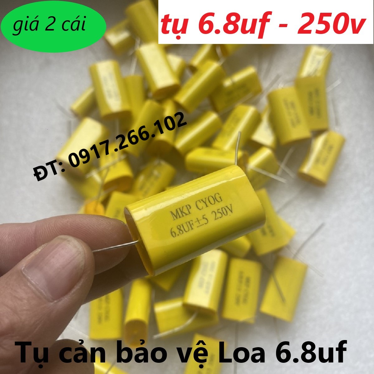 Tụ phân tần 6.8uf 250v - giá 2 cái tụ phân tần cho các loại loa mid & loa trung