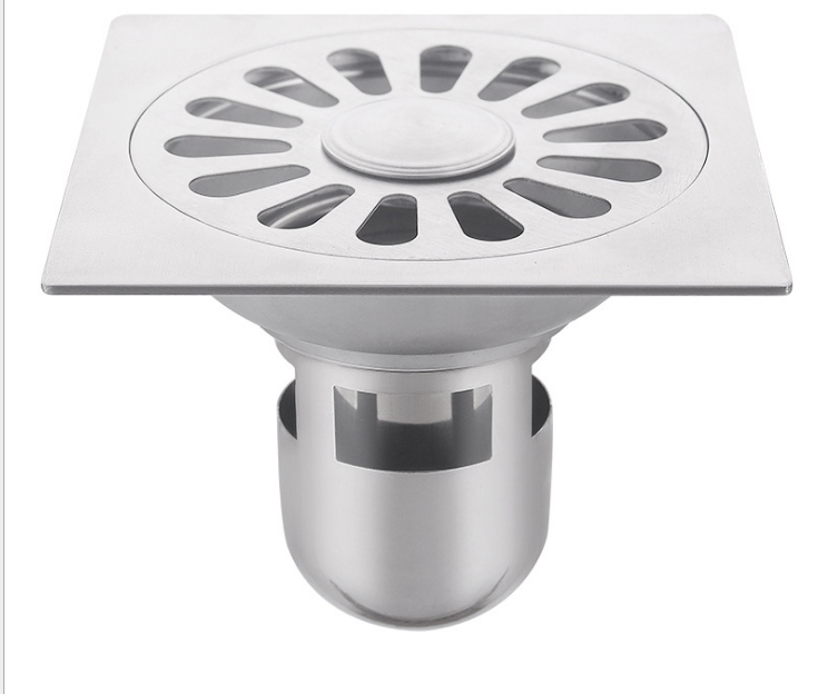 Phễu thoát sàn ngăn mùi Inox 304 Kích Thước 12*12cm có lỗ thoát nước máy giặt- Phễu thoát sàn nhà tắm
