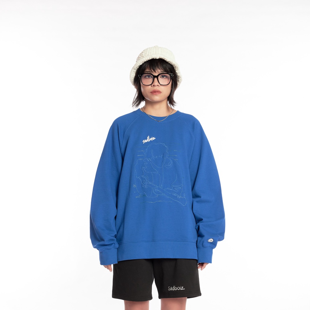 Áo sweater SADBOIZ Muzik 'guitarboiz’ Cobalt Blue