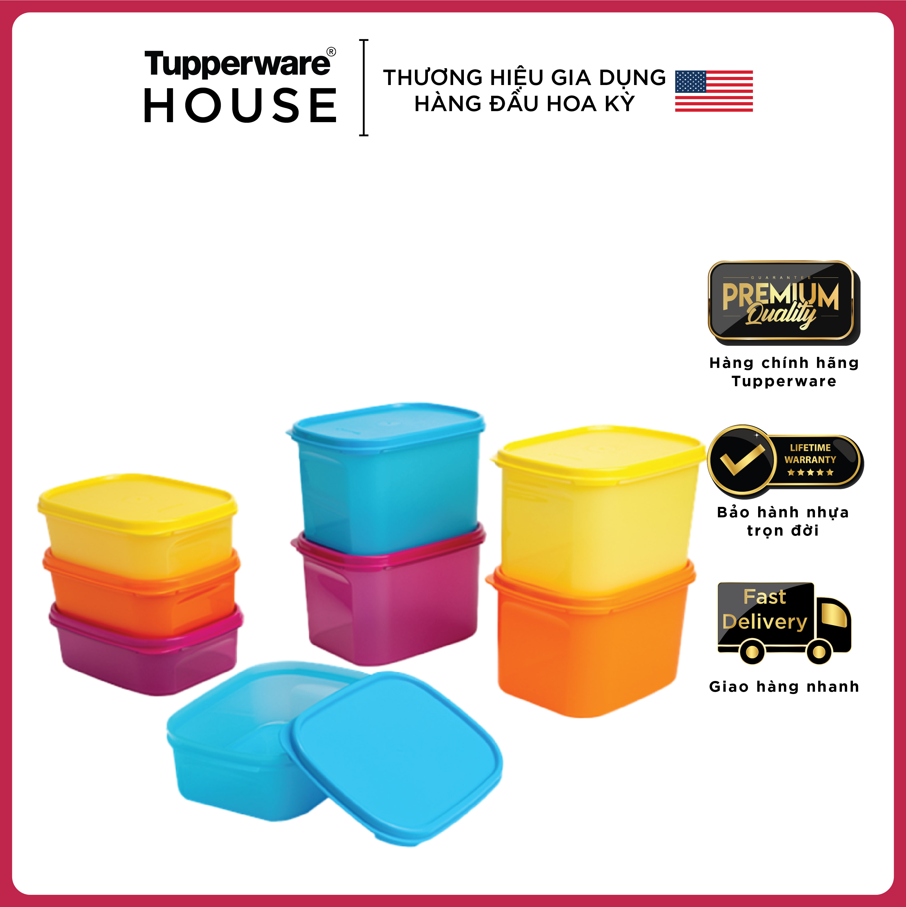 Bộ hộp BQTP Colorful Rectangular (set 8)