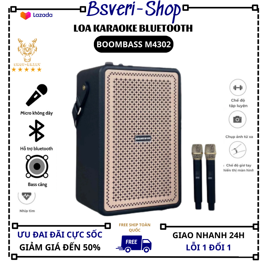 Loa Karaoke Loa Bluetooth Karaoke Booms Bass M4203 Bass Mạnh Treble Rời Âm Thanh Đỉnh Cao Công Suất Lớn Chức Năng Nghe Đài FM. Thiết Kế Với Phong Cách Trang Nhã Sang Trọng